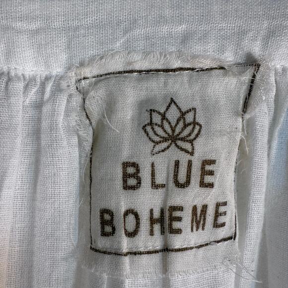 Blue Boheme Indian Cotton Moto Boho One Size Eclectic Whimsical Earthy - Picture 6 of 8